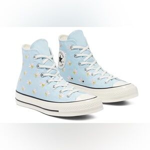 Converse Chuck 70 High Embroidered Floral Print - Chambray Blue